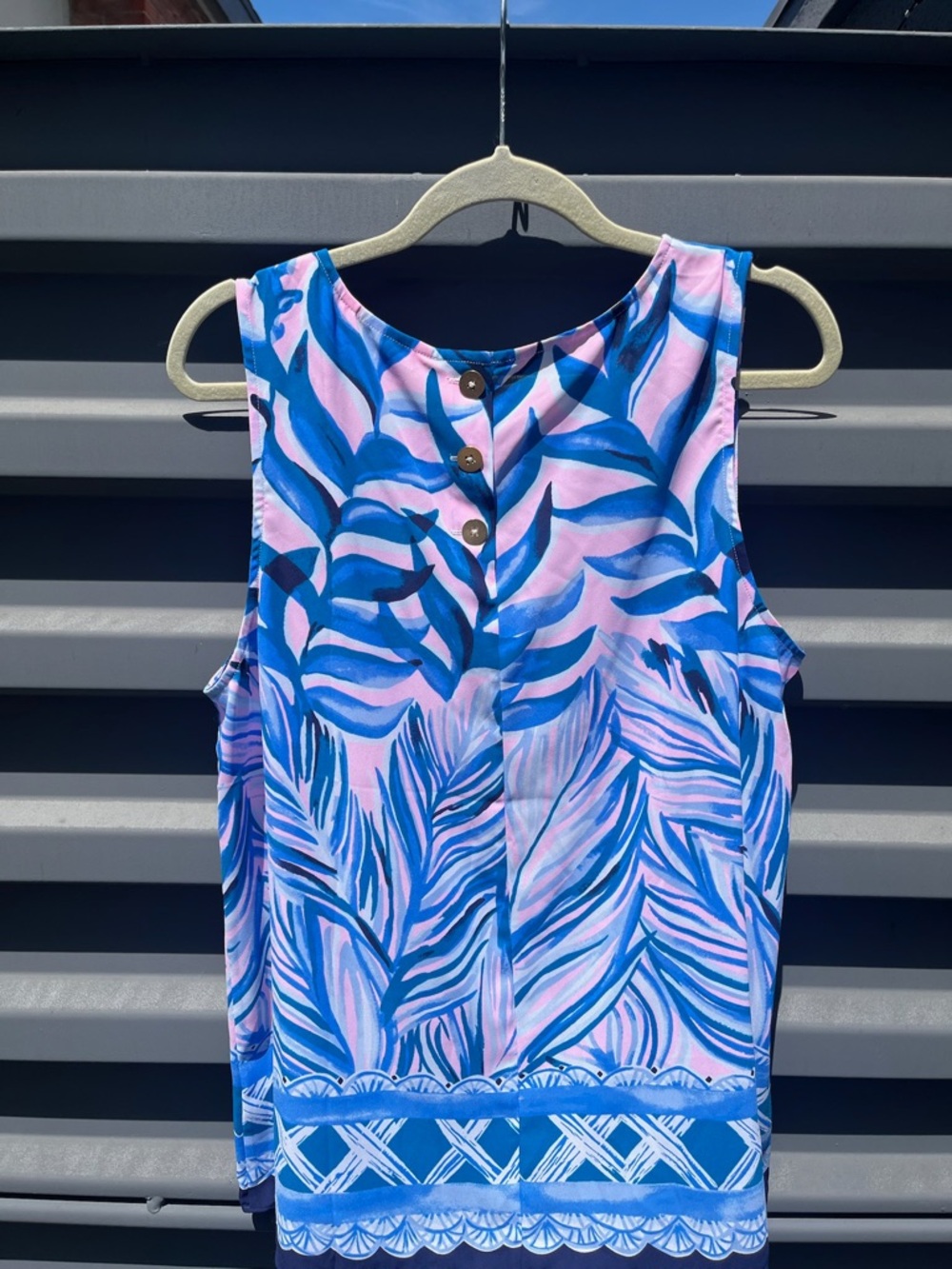 Lilly Pulitzer Blue & Pink Tropical Print Sleeveless Top - Picture 3 of 5